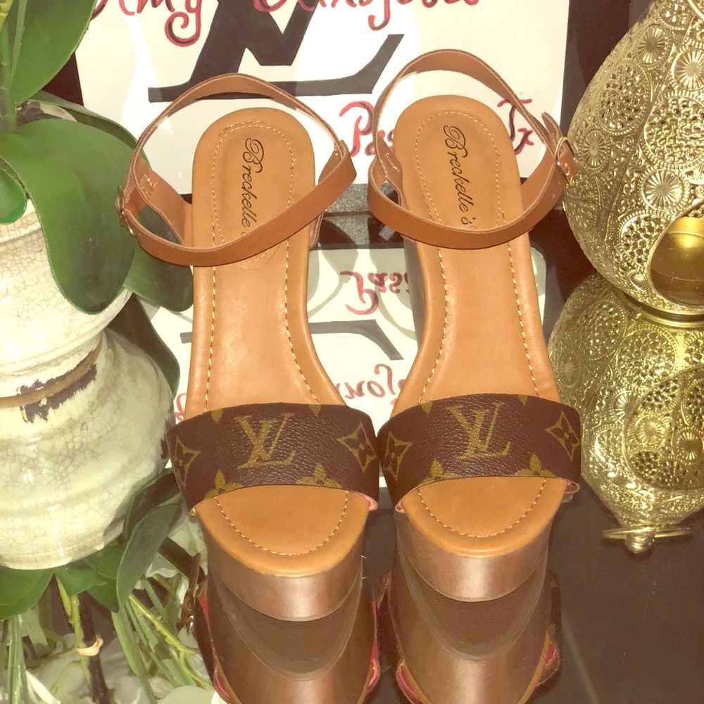 Wedges Upcycle Authentic Louis Vuitton Canvas